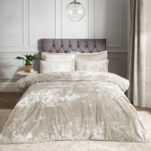 Catherine Lansfield Crushed Velvet Tweepersoonsbedset in naturel
