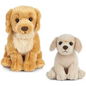 Living Nature Soft Toy Gift Bundel - Golden Retriever Hond (20cm) & Puppy (16cm)
