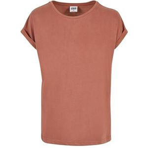 Urban Classics Dames T-shirt, schoudervrij, modal, terracotta, XS