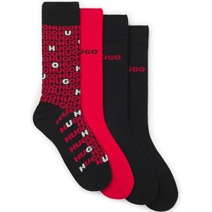 HUGO Menswear - Huissokken - Set van vier paar - Normale Lengte - Logodetails
