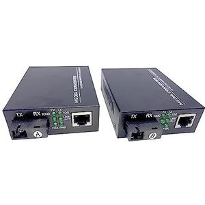 Elfcam® – 2 stuks netwerkconverter Ethernet, media-converter tot een afstand van 20 km naar optische SC monomode, met adaptieve modus 10/1000 Mbps (1 RJ45-poort *1 RJ45-poort)