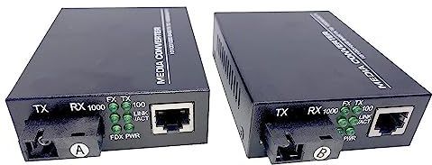 Elfcam® – 2 stuks netwerkconverter Ethernet, media-converter tot een afstand van 20 km naar optische SC monomode, met adaptieve modus 10/1000 Mbps (1 RJ45-poort *1 RJ45-poort)