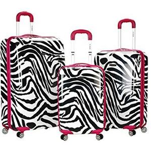 Rockland 3-delige rechtopstaande set, Roze zebra, Eén maat, 3-delige zebra polycarbonaat/abs rechtop set