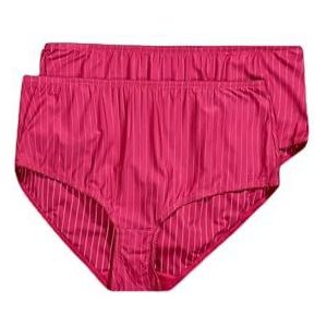 Ulla Popken Grote maten grote maten plus size midislips, verpakking van 2 stuks, naaldstrepen, hoger gesneden, fuchsia, 42/44