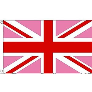 Union Jack Pink Vlag 150x90 cm - roze UK - United Kingfom Vlags 90 x 150 cm - Banner 3x5 ft Hoge kwaliteit - AZ FLAG