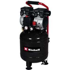 Einhell TE-AC 24 Silent Compressor, 750 W, max. 8 bar, 135 l/min aanzuigvermogen, olie- en servicevrije motor, tank van 24 liter, manometer en snelkoppeling, veiligheidsventiel, rood/zwart