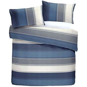 Fusion - Betley - Classic Wide Stripe Dekbedovertrek Set - Blauw - Super Kingsize Bed Size