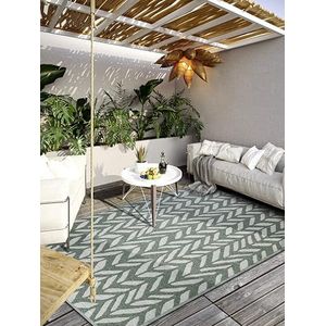 Villeroy & Boch Georgette Modern tapijt voor binnen en buiten, modern plat weefsel, hoog-laag-effect, Öko-Tex weerbestendig en uv-bestendig voor balkon, terras, tuin, junglegroen, 160 x 230 cm