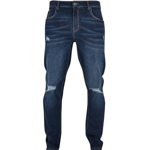 Urban Classics Heren Jeans Verstoorde Stretch denim broek, Donkerblauw vernietigd gewassen, 30