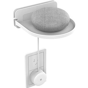 sciuU Universele wandsteun, ABS wandplank voor Google Home mini, Google Wifi, beveiligingscamera, Sonos, luidsprekers, Smart Home, ingebouwde kabelorganisator, installatie met 3M-lijm of schroeven, wit