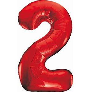 GoDan luchtballon getal 2 rood, in XXL-formaat - 85 cm, folieballon met zelfsluitend ventiel, kamer- en kamerdecoratie voor verjaardag, jubileum, trouwdag of bedrijfsevenement
