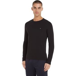 Tommy Hilfiger heren t-shirt Stretch Slim Fit Long Sleeve Tee,Zwart,L