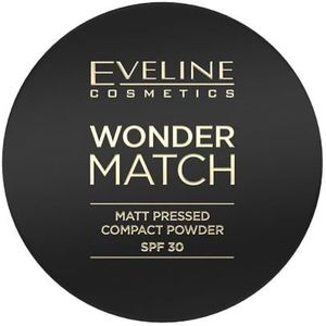 Eveline Cosmetics Wonder Match Compact poeder met SPF 30, matte afwerking, veganistische formule, gemiddelde tot volledige dekking