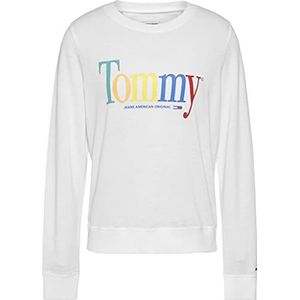 Tommy Jeans Dames Tjw Regular Color Tommy Crew Sweatshirt, Kleur: wit, XXS