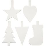 Kerstversieringen, H: 23,5-26,5 cm, B: 15,5-20,5 cm, wit, 100asstd, 400 g