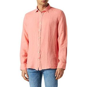 Hackett London Herenkledingstuk geverfd linnen K-shirt, Perzik, 3XL