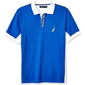 Nautica Heren Short Sleeve Color Block Performance Pique Polo Shirt Polohemd, Helder kobaltblauw, M