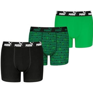 PUMA Jongens Elements Boxer (3-pack), zwart/groen., 122-128