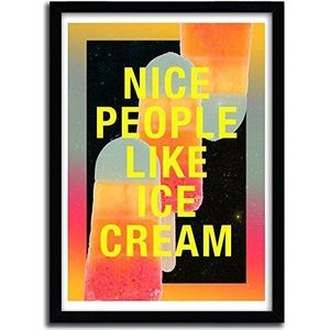 K.Olin Tribu Poster Nice People Like Icea Cream van Danny Ivan, papier, wit, 45 x 65 x 1 cm