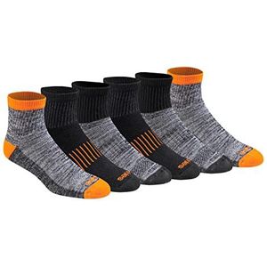 Dickies Men's Dri-Tech Moisture Control Quarter Socks, Available in M-XXL (6, 12, 18, Hi-Vis Orange Black (6 Pairs), X-Large