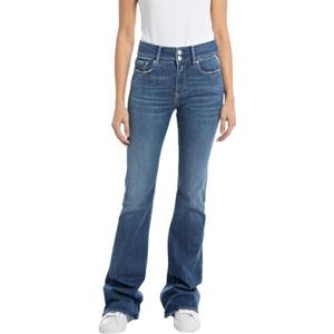 Replay Skinny fit Jeans New Luz Flare voor dames, 009, middenblauw, 24W x 32L