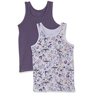 NAME IT Baby Girls NMFTANK TOP 2P Flower Noos Onderhemd, Purple Heather, 86, paars heather, 86 cm