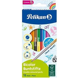 Pelikan 700146 Kleurpotloden BRB12LN, bicolor, rond, 12 potloden met 24 kleuren