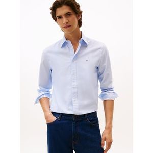 Tommy Hilfiger Heren Flex POPLIN Micro RF Print Shirt MW0MW40455 L/S Shirt, blauw, XXL, Blauw (Blauwe spreuk/Allover), XXL