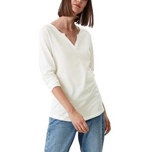 QS - Shirt - Ecru - Lange Mouw - Normale Pasvorm