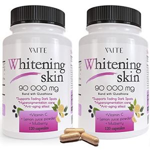 Glutathion Whitening Pills - Donkere Vlekken & Acne Littekenverwijderaar - 90000 - Made in USA - Vegan Skin Bleaching Pills met Anti-Aging & Antioxidant Effect - 120 Capsules (2 Pack)