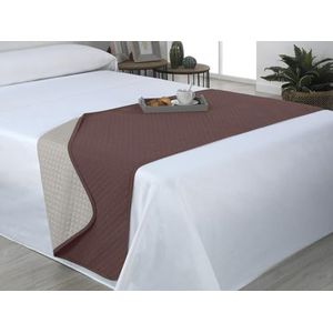 Estoralis AVA Bedloper, omkeerbare bekleding, voor alle seizoenen, kleur: beige/bruin, voor 120/135 cm. bed, 60 x 210 cm, decoratieve bedsjaals voor huis en hotel