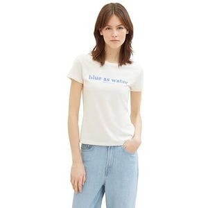 TOM TAILOR Denim T-shirt voor dames, 10348 - Gardenia White, L