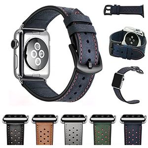 Trop Saint Armband Apple Watch (42/38 mm) Echt lederen vervanging horlogeband accessoires voor iWatch (42 mm) Serie 1/2/3/Edition/Sport - Blue 38mm