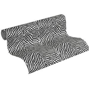 A.S. Création Vliesbehang Trendwall behang in zebraprint 10,05 m x 0,53 m zwart wit Made in Germany 371201 37120-1