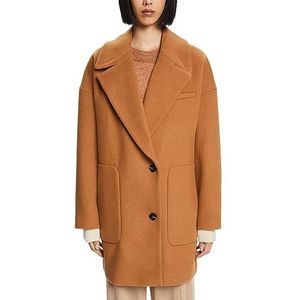 ESPRIT Gerecycleerd: mantel van wolmix, caramel, S