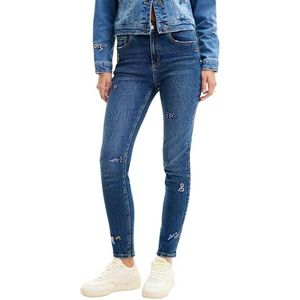 Desigual - Blauwe Paillet Versierde Slim Fit Jeans - Dames - Katoen