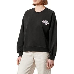 ONLY Onllucinda Reg L/S Race O-Neck Box SWT Sweatshirt voor dames, Zwart/print: dun, XS