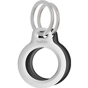 Belkin AirTag houder met sleutelhanger (stevige, beschermende houder voor Air Tag, beschermt tegen krassen) 2-pack, zwart & wit