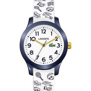 Lacoste Unisex Kids Analoge Klassieke Quartz Horloge Met Siliconen Band 2030011, Wit/Blauw, Riem