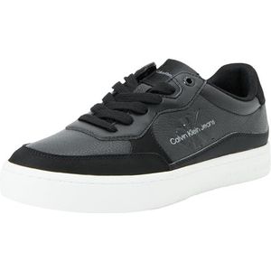 Calvin Klein Jeans Heren Classic Cupsole Low LTH ML Sneaker, zwart/helder wit, 10 UK, Zwart Helder Wit, 42.5 EU