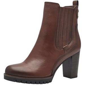 MARCO TOZZI Chelsea boots voor dames met leren aandeel met hak, Cognac Kam, 37 EU