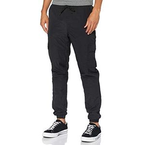 Urban Classics Heren Cargo Nylon Track Pants vrijetijdsbroek, zwart, XL