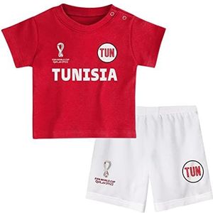 FIFA Unisex Kids Officiële Fifa World Cup 2022 Tee & Short Set - Tunesië - Home Country Tee & Shorts Set (pak van 1), Kleur: wit, 18 Maanden