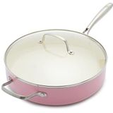 GreenLife Artizan Gezonde Keramisch Antiaanbaklaag 30cm/4,8 Liter Sauté Pan, PFAS-Vrij, Inductie, Ovenbestendig, Vaatwasserbestendig, Roze