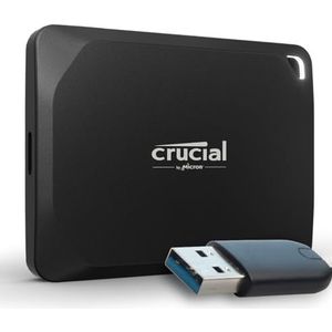 Crucial X10 Pro 4TB Draagbare External SSD - Tot 2100MB/s lezen en 2000MB/s schrijven - CT4000X10PROSSD902 & Crucial USB-C naar USB-A adapter - CTUSBCFUSBAMAD