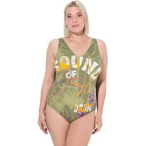 Ulla Popken - Badpak - Groen - Lila - Oranje - Wit - Bandeau - Zonder Beugel