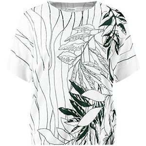 Gerry Weber Damestrui met 1/2 mouw van linnen-viscose, halve mouw, overgesneden schouders, bloemen, patroon, Offwhite/Pine, 46