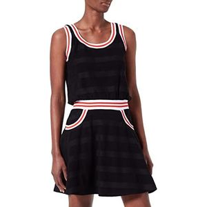 Love Moschino Damesjurk in gestreepte jacquard French Terry jurk, zwart, 48