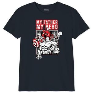 Marvel BOMARCOTS206 T-shirt ""My Father My Hero"", marineblauw, maat 10 jaar, Marine, 10 Jaar