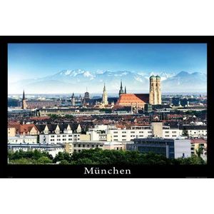 Duitse steden - München Duitsland City Architectuur Poster - Grootte 91,5x61 cm